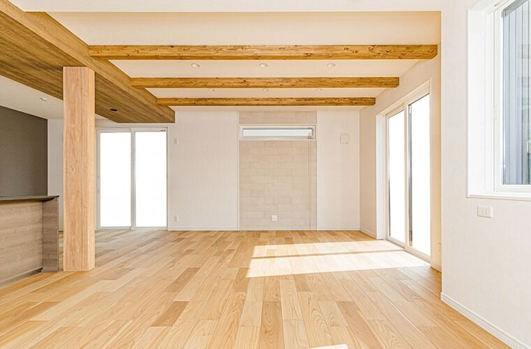 キッチンから見渡される180°の配景は家族の団欒